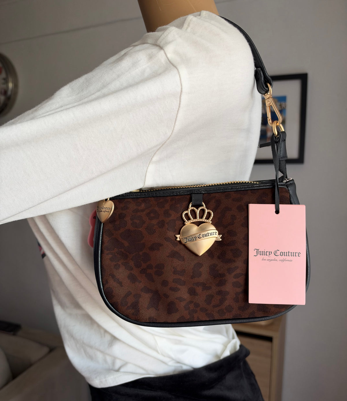 Cartera de Hombro Juicy Couture Animal Print Café