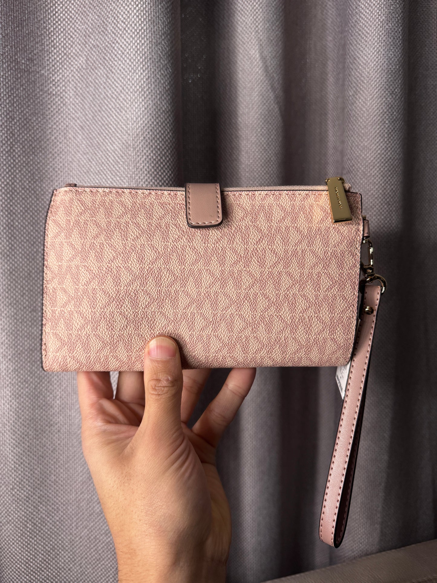 Billetera de Mano Michael Kors Adele Double Zip Wristlet – Rosa