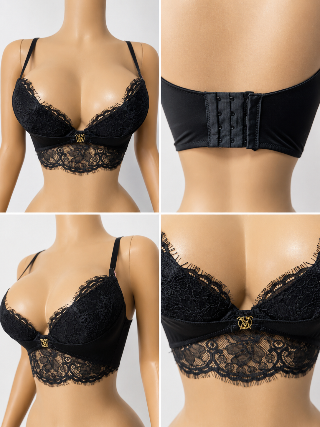 Bralette Push-Up de Encaje Negro - Victoria’s Secret