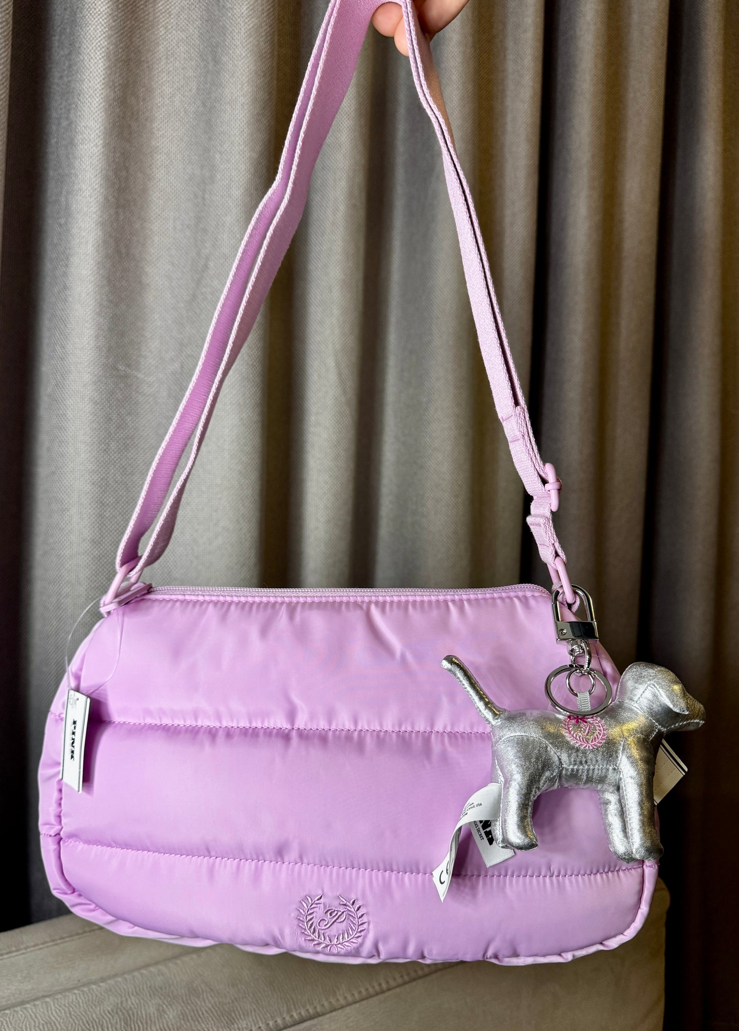 Cartera Pink Bandolera Acolchado Lila