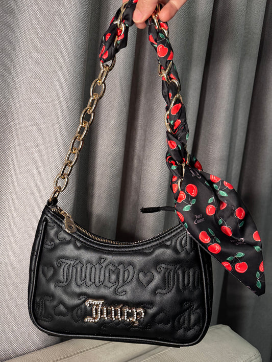 Cartera de Hombro Juicy Couture Negra con Pañuelo
