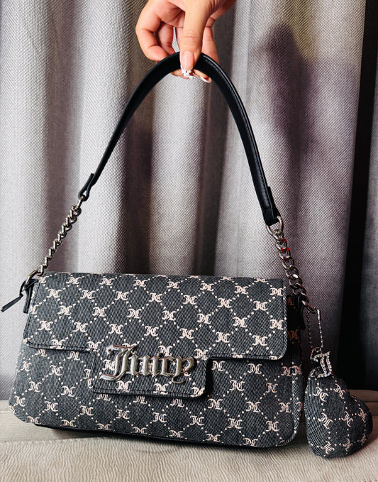 Cartera de hombro Juicy Couture de mezclilla gris